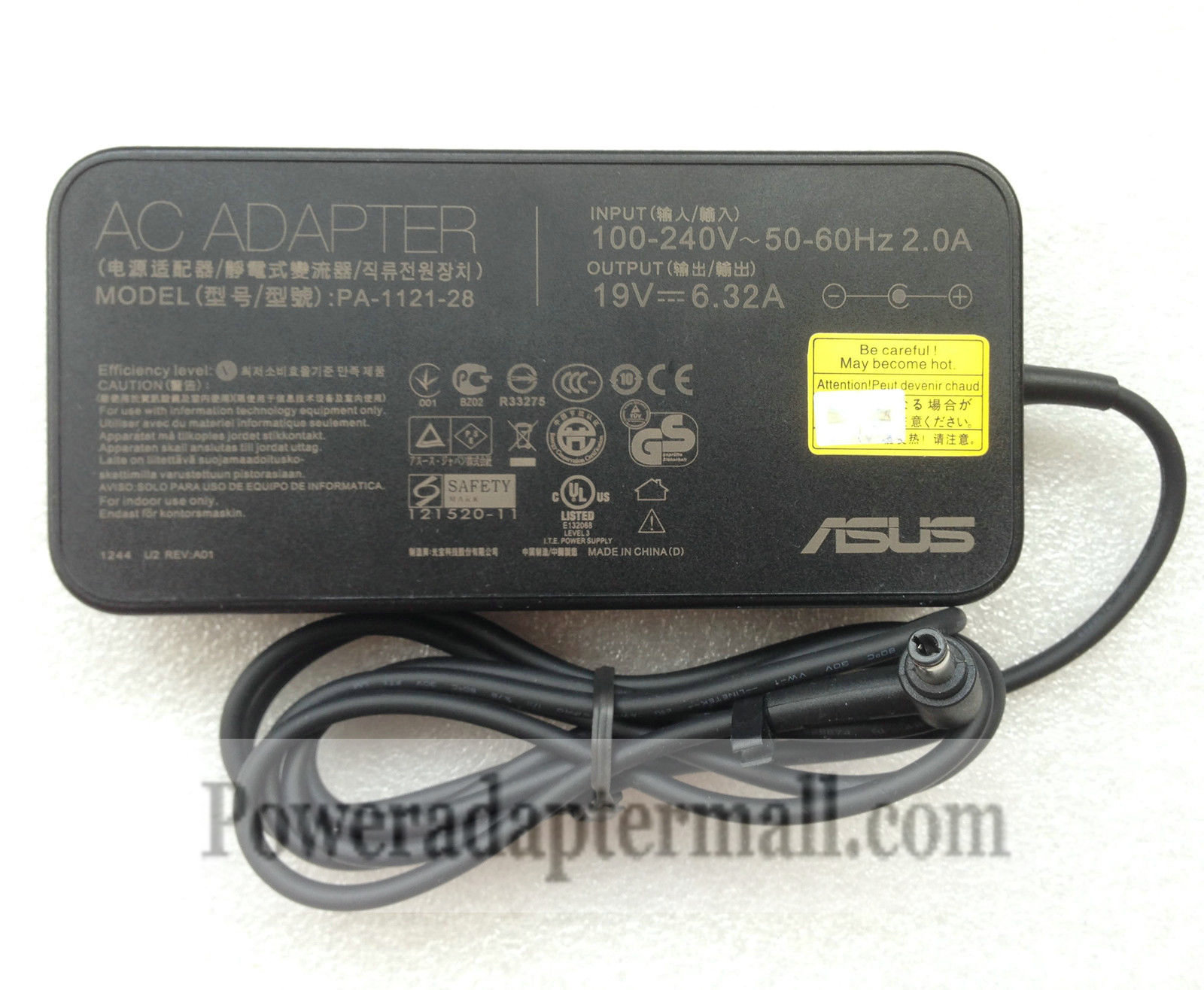 19V 6.32A ASUS N76VJ-DH71/i7-3630QM PA-1121-28 PC AC Adapter